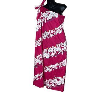 Malihini Hawaii vintage women’s medium one shoulder tie wrap dress hula floral